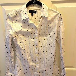 Banana Republic White Button Down w Black Dots